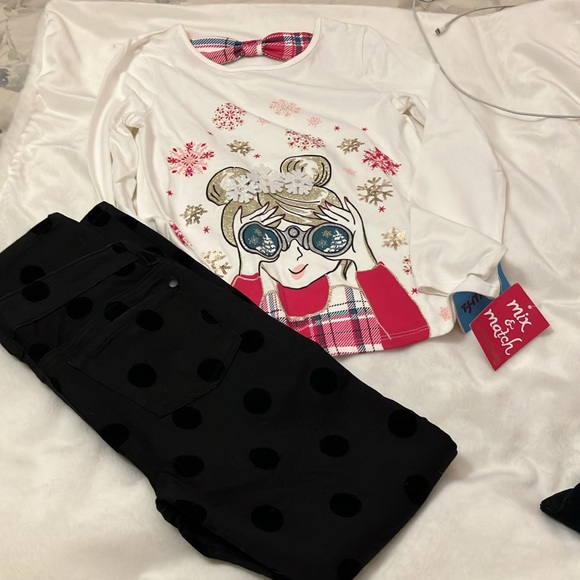 NWT Girl’s Cynthia Rowley Long Sleeve Cream Holiday Shirt w/ back bow detail - Picture 8 of 8